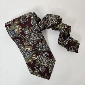 Hathaway Mens All Silk Paisley Tie 3.5" Wide Made In USA Classic Necktie